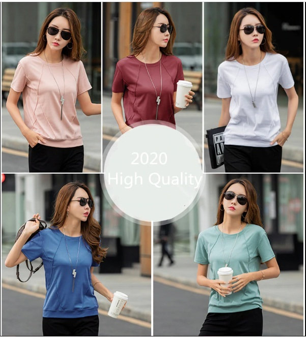 Young Women Soft Cotton Casual T shirt Short Sleeve O Neck Tops for ...